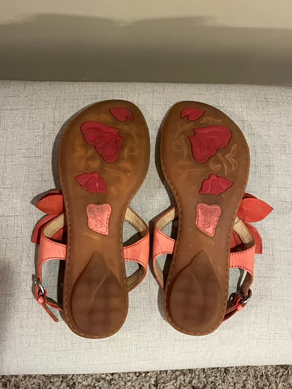 Born Coral Floral Leather Thong Sandals, 8